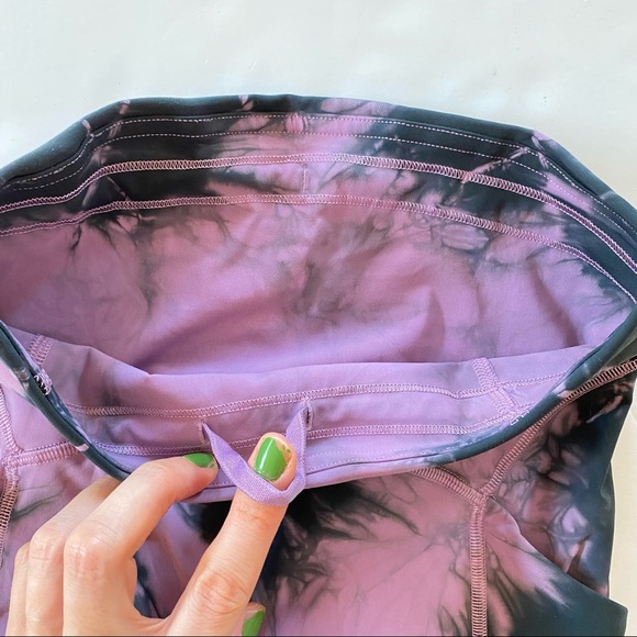 EUC Lululemon Power Thru High Rise Tight 25" Over Tie Dye Purple Grey Sz 4 Pants - Picture 10 of 16